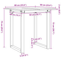 Produktbild för Matbord O-ram 60x60x75 cm massiv furu och gjutjärn