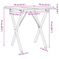 Produktbild för Matbord X-ram 70x70x75 cm massiv furu och gjutjärn