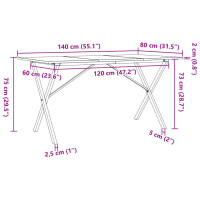 Produktbild för Matbord X-ram 140x80x75 cm massiv furu och gjutjärn