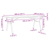 Produktbild för Matbord Y-ram 200x100x75 cm massiv furu och gjutjärn