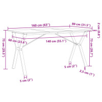 Produktbild för Matbord Y-ram 160x80x75 cm massiv furu och gjutjärn