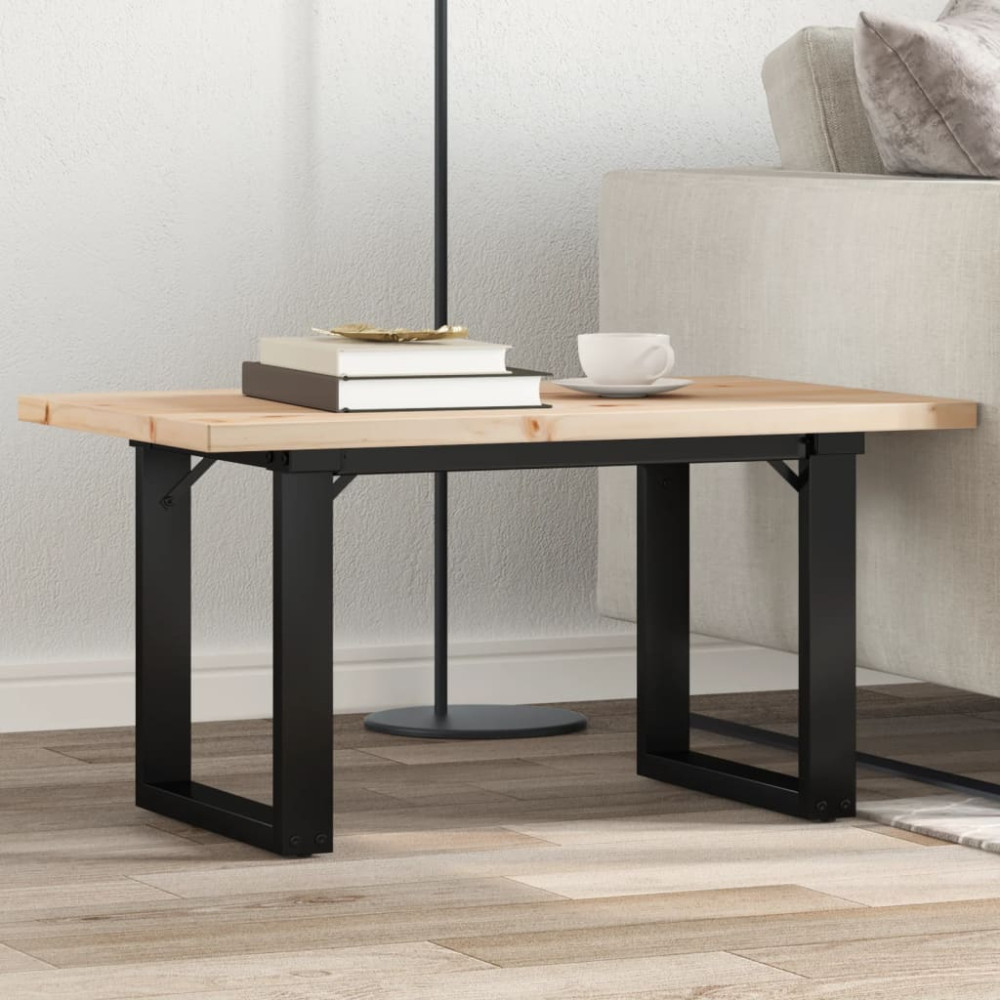 Produktbild för Soffbord O-ram 80x50x40,5 cm massiv furu och stål