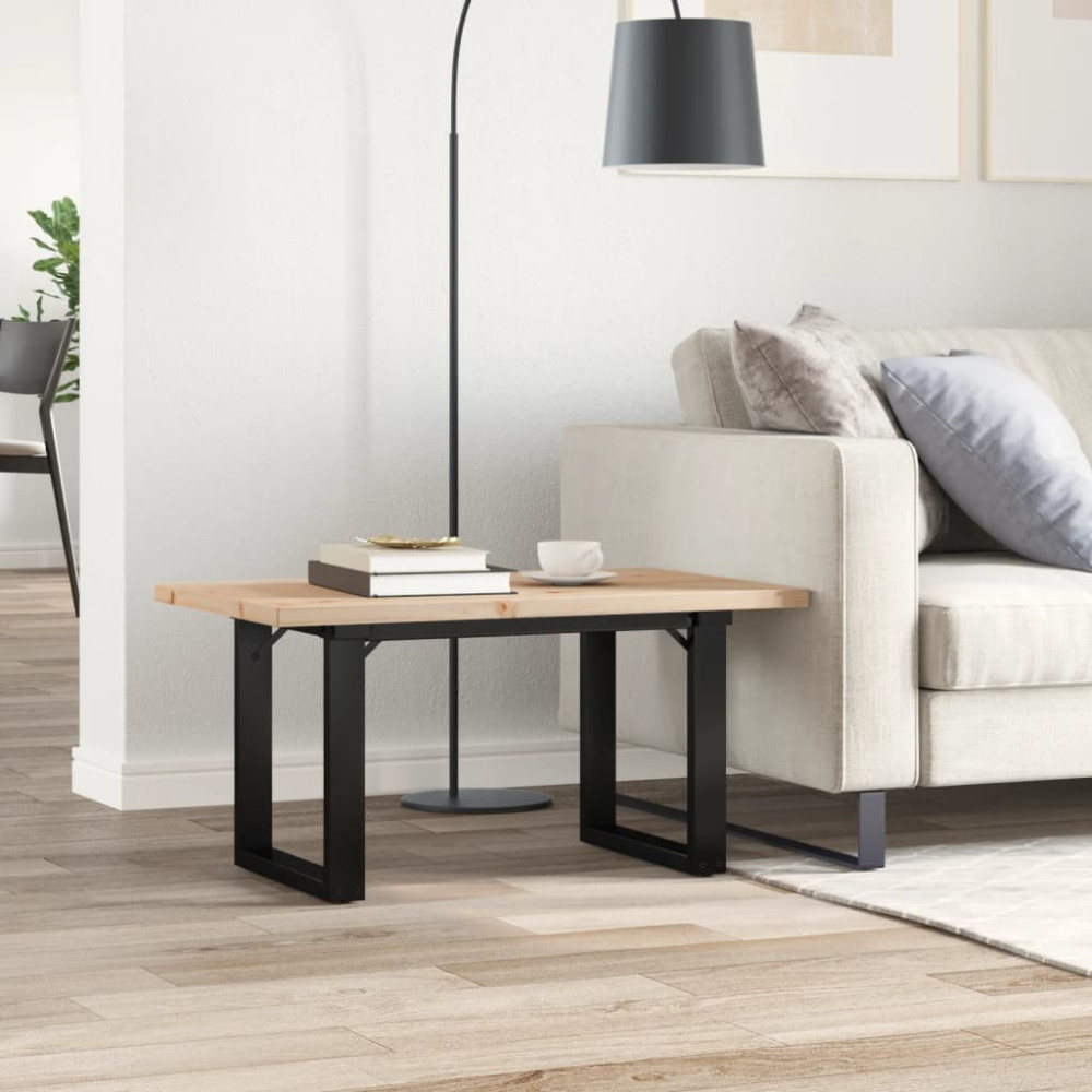 Produktbild för Soffbord O-ram 80x50x40,5 cm massiv furu och stål