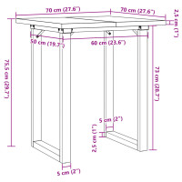 Produktbild för Matbord O-ram 70x70x75,5 cm massiv furu och gjutjärn