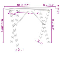 Produktbild för Matbord X-ram 100x50x75,5 cm massiv furu och gjutjärn