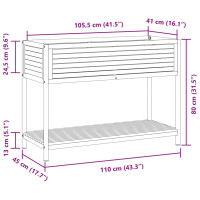 Produktbild för Odlingslåda med hylla 110x45x80 cm massiv akacia och stål