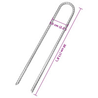 Produktbild för Tältpinnar 12 st U-formade 30 cm Ø7 mm galvaniserat stål