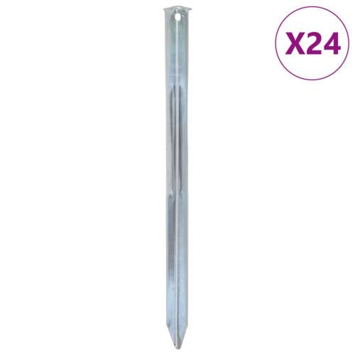 vidaXL Tältpinnar 24 st 30 cm Ø20 mm galvaniserat stål