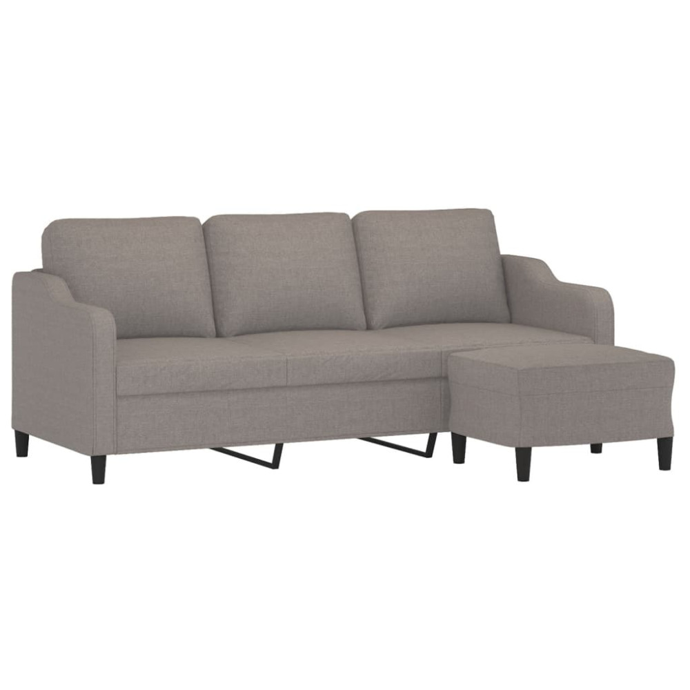 Produktbild för 3-sitssoffa med fotpall taupe 180 cm tyg