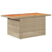 Produktbild för Trädgårdsbord beige 100x55x73 cm konstrotting och akaciaträ