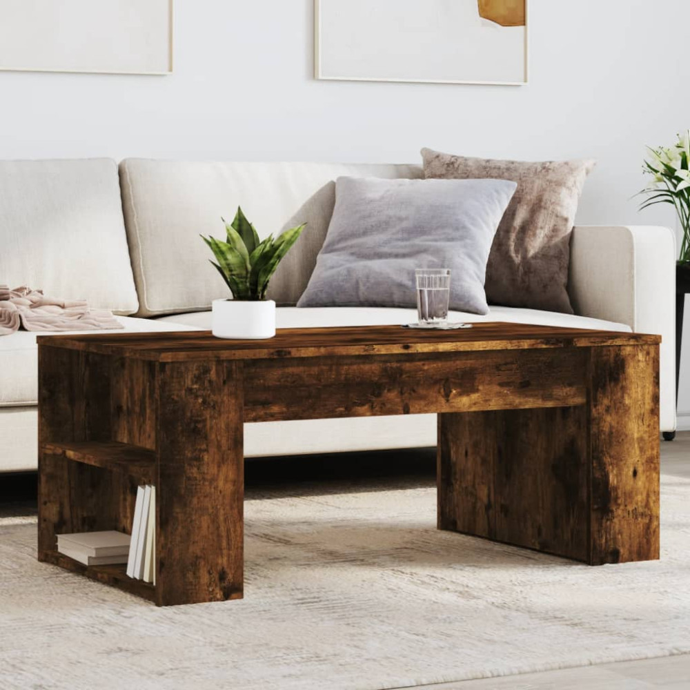 Produktbild för Soffbord rökfärgad ek 102x55x42 cm konstruerat trä