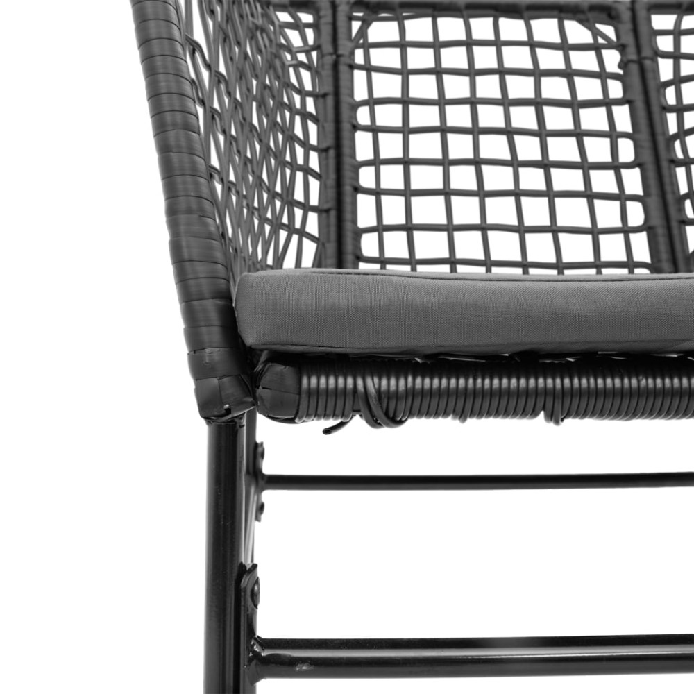Produktbild för Trädgårdsstolar 2 st med dynor svart konstrotting
