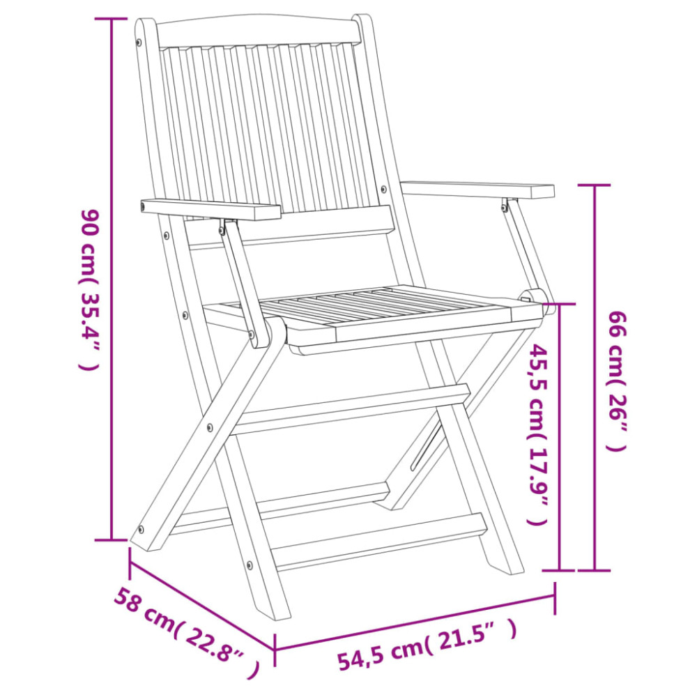 Produktbild för Hopfällbara trädgårdsstolar 6 st 54x61x88cm massivt akaciaträ