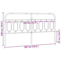 Produktbild för Huvudgavel metall svart 183 cm