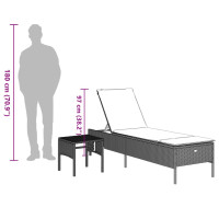 Produktbild för Solsäng med bord och dyna ljusgrå konstrotting