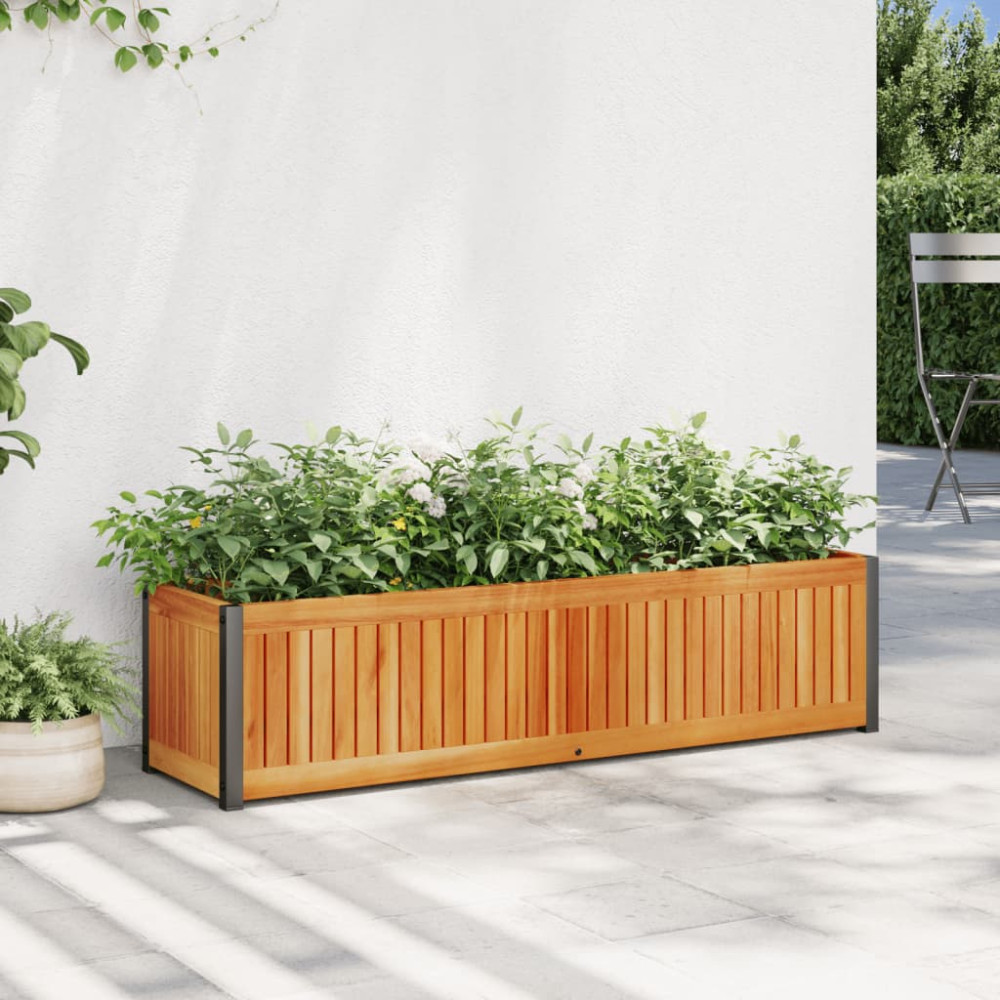 Produktbild för Odlingslåda 110x30x27,5 cm massivt akaciaträ och stål