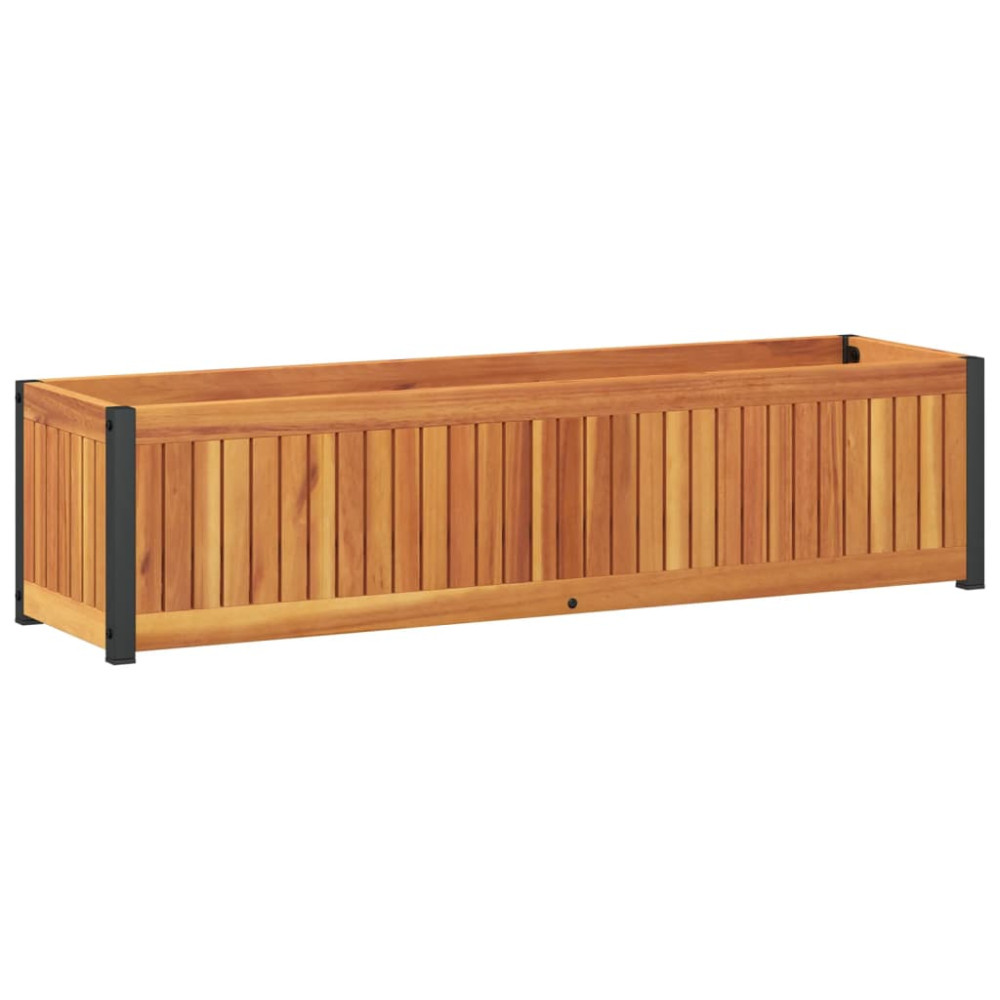 Produktbild för Odlingslåda 110x30x27,5 cm massivt akaciaträ och stål