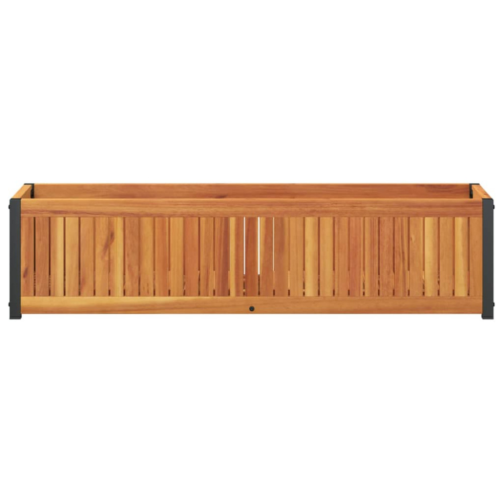 Produktbild för Odlingslåda 110x30x27,5 cm massivt akaciaträ och stål