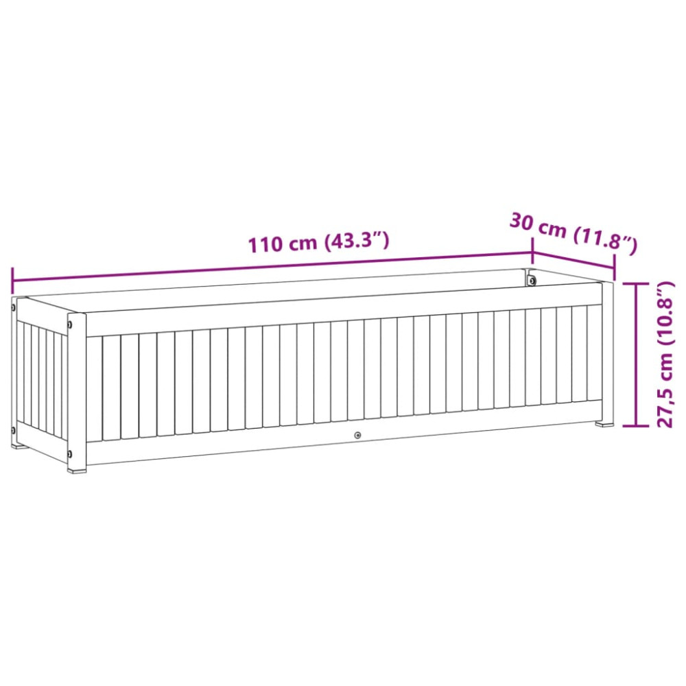 Produktbild för Odlingslåda 110x30x27,5 cm massivt akaciaträ och stål