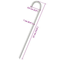 Produktbild för Tältpinnar 12 st 37 cm Ø10 mm galvaniserat stål