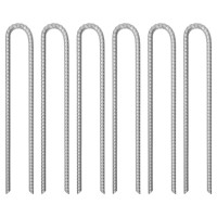 Produktbild för Tältpinnar 6 st U-formade 41,5 cm Ø12 mm galvaniserat stål