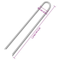 Produktbild för Tältpinnar 6 st U-formade 41,5 cm Ø12 mm galvaniserat stål