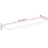 Produktbild för Bordsskiva 110x30x2,5 cm levande kant massivt grovt mangoträ