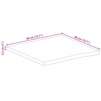 Produktbild för Bordsskiva 40x40x2,5 cm levande kant massivt grovt mangoträ