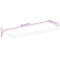 Produktbild för Bordsskiva 80x40x3,8 cm levande kant massivt grovt mangoträ