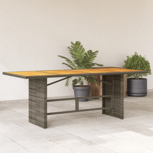 vidaXL Trädgårdsbord med akaciaträ grå 190x80x75 cm konstrotting