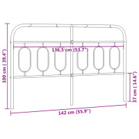 Produktbild för Huvudgavel metall svart 137 cm