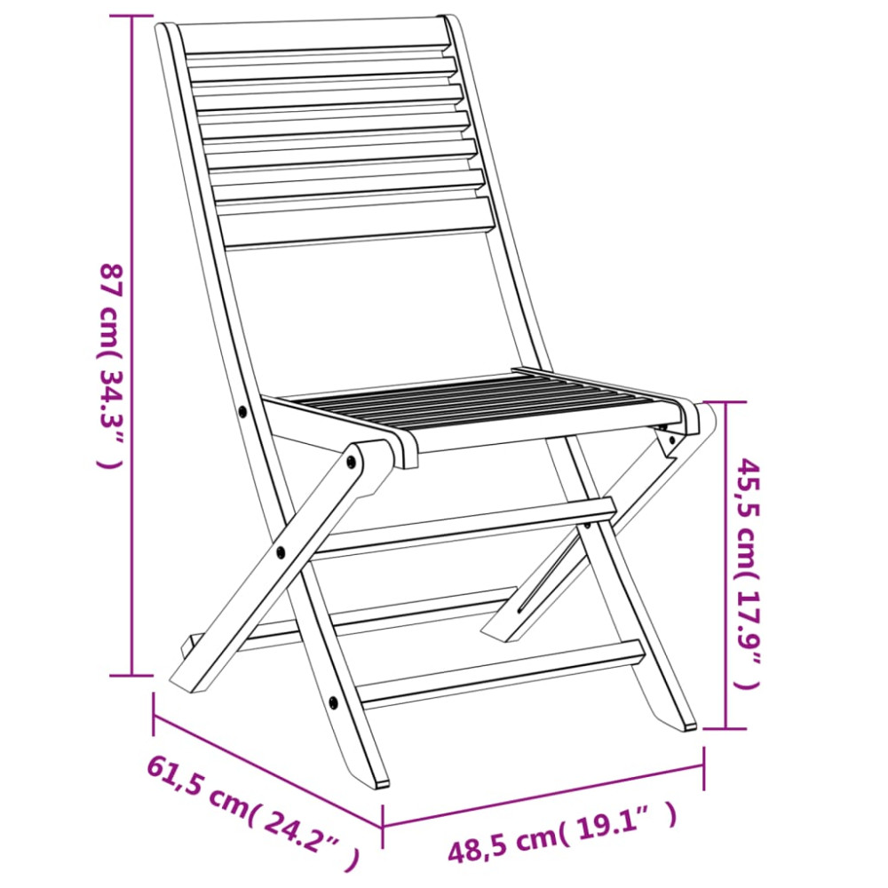 Produktbild för Hopfällbara trädgårdsstolar 6 st 48,5x61,5x87 cm massiv akacia