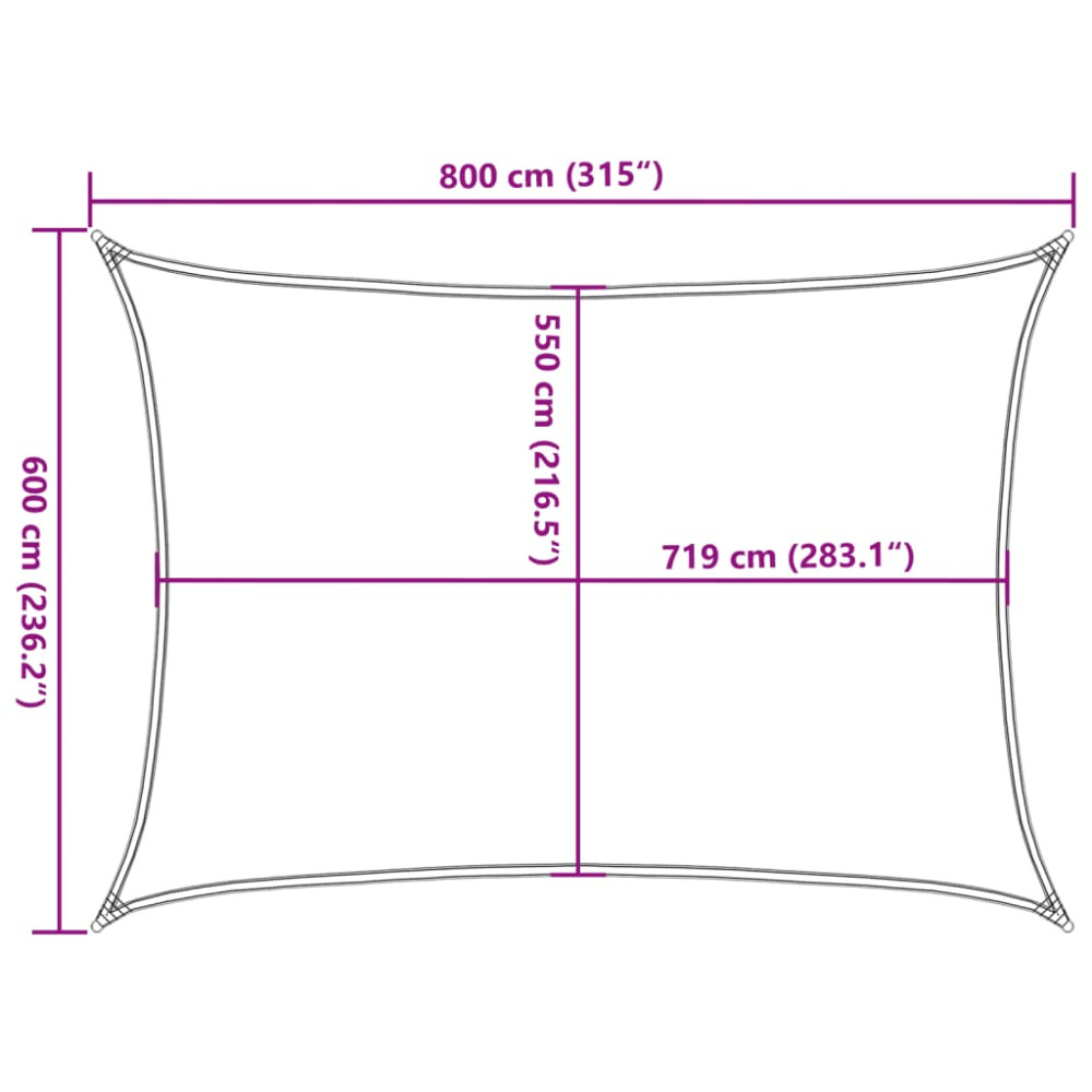 Produktbild för Solsegel 160 g/m² rektangulär ljusgrå 6x8 m HDPE