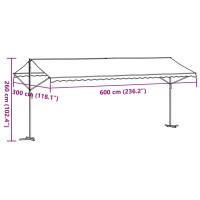 Produktbild för Fristående markis blå och vit 600x300 cm tyg och stål