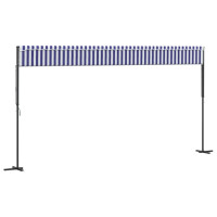 Produktbild för Fristående markis blå och vit 600x300 cm tyg och stål