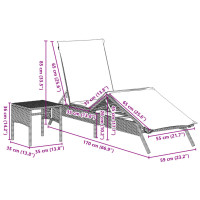 Produktbild för Solsängar 2 st med bord ljusgrå konstrotting