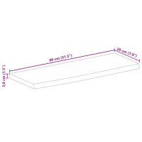 Produktbild för Bordsskiva 80x20x3,8 cm levande kant massivt grovt mangoträ