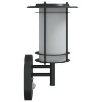 Produktbild för Utomhusvägglampa med sensor svart rostfritt stål