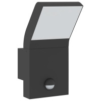 Produktbild för Utomhusvägglampor LED med sensorer 2 st svart gjuten aluminium