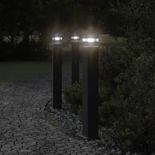 vidaXL Utomhusgolvlampa med eluttag svart 80 cm aluminium