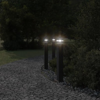 Produktbild för Utomhusgolvlampa med eluttag svart 80 cm aluminium