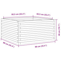 Produktbild för Odlingslåda vaxbrun 90x90x46 cm massiv furu