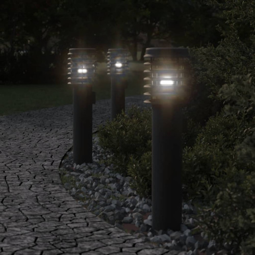 vidaXL Utomhusgolvlampor med eluttag 3 st svart 60 cm rostfritt stål
