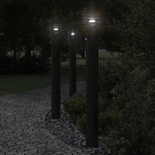 vidaXL Utomhusgolvlampa med sensor svart 110 cm rostfritt stål