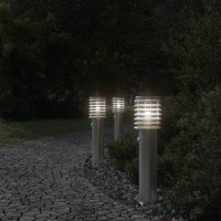 Produktbild för Utomhusgolvlampa med sensor silver 60 cm rostfritt stål