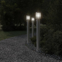 Produktbild för Utomhusgolvlampa med sensor silver 110 cm rostfritt stål