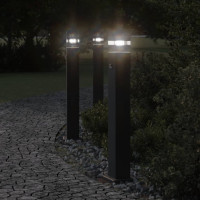 Produktbild för Utomhusgolvlampor med sensorer 3st svart 80 cm aluminium