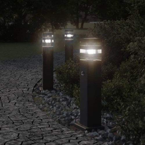 vidaXL Utomhusgolvlampa med sensor svart 50 cm aluminium