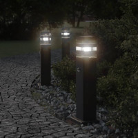 Produktbild för Utomhusgolvlampor med sensorer 3st svart 50 cm aluminium