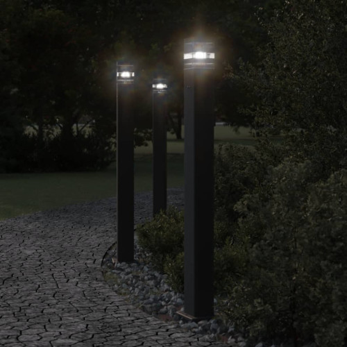 vidaXL Utomhusgolvlampa med eluttag svart 110 cm aluminium